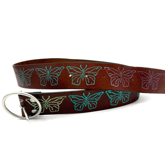 Y2K Butterfly Belt Italian Leather Sz S - 36.5" – Made in USA - Indie Festival - Picture 4 of 6